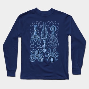Ernst Haeckel Gamochonia Octopus Blue Long Sleeve T-Shirt